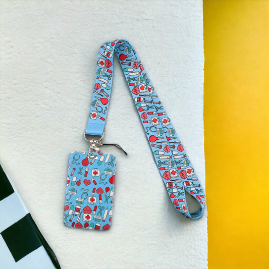 enfermera feliz azul