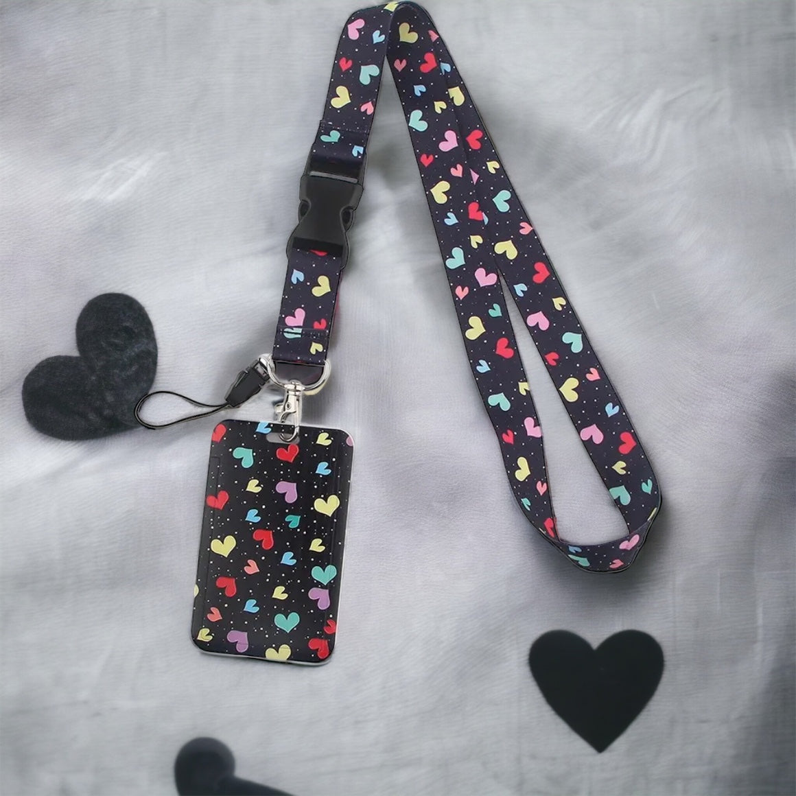 ID - card holder rainbow hearts