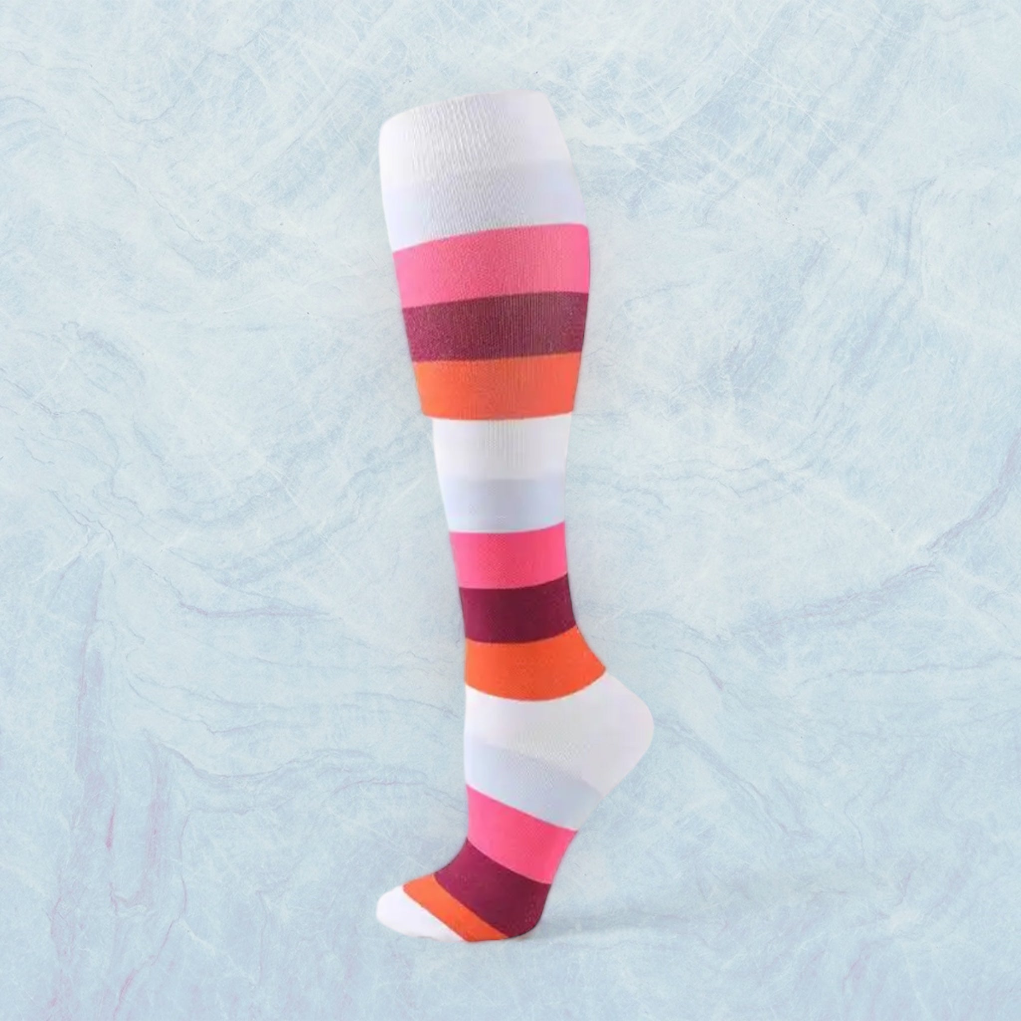 Support stocking stripes fuchsia/orange